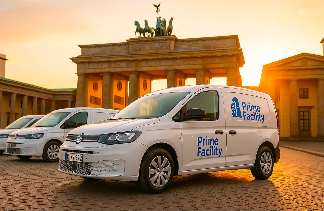 Symbolic Prime Facility artwork featuring vehicles and a Berlin setting